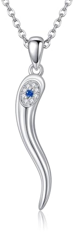 URONE Halskette mit italienischem Horn Sterlingsilber Glücksbringer Cornicello italienisches Horn böser Blick Halskette Schutzamulett Schmuck Geschenke für Frauen