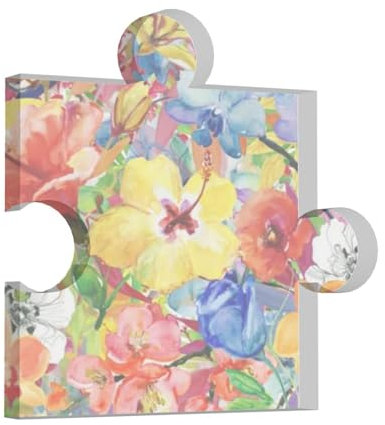 Aquarell Lilie Orchidee Blumen, Puzzle-Acryl-Dekorationen, Druck, Acryl-Plakette, Andenken für Damen, männlich, weiblich