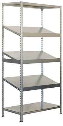 PROREGAL Schrägbodenregal DOWA | Stecksystem | HxBxT 200x100x50cm | Fachlast 200kg | Verzinkt | Fachbodenregal Lagerregal Boxregal