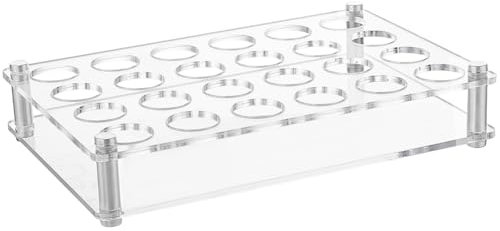 HOBBIESAY 24 Hole Acrylic Shot Glass Holder White Tequila Glasses Cup Rack Shot Glass Serving Tray for Bar Whiskey Shot Glass Base with Iron Fitting for Party Club Family Gathering Collection,Hole:3cm