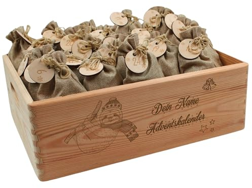Adventskalender mit Name, Adventskalender zum Befüllen, Adventskiste Kinder, Adventskalender Kinder, Adventskiste personalisiert, Weihnachtskalender aus Holz mit Namen Faultier