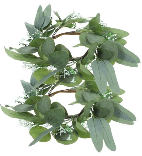 Ciieeo 2stücke Eukalyptuskranz Kerzenringe Tischdekorationsmittelstücke Für Hochzeit Party Dekoration Eukalyptuskranz Kerzenringe Tischdekorationsmittelstücke Für Hochzeit Party