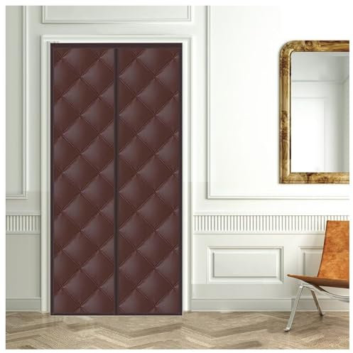 Magnet Wärmeschutzvorhang für Türen W195xH250cm Braun Thermovorhang Kälteschutz Türvorhang Thermo kälteschutz Filz für türen Balkontür Außentür Wohnzimmer