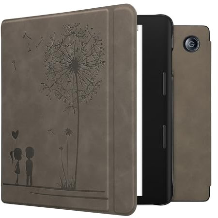 kwmobile Hülle kompatibel mit Tolino Epos 3 Hülle - Kunstleder Cover - Pusteblume Love Grau