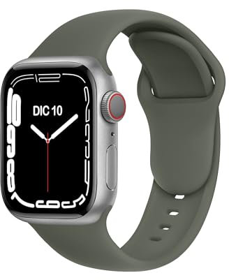 ELETTRONEO C1B Cinturino per Apple Watch Ultra 3 2 49mm, Serie 11 10 46mm, 9 8 7 45mm 41mm, SE 6 5 4 44mm 40mm, 3 2 1 42mm 38mm Donna Uomo Band Bracciale Sport Silicone, Verde Militare
