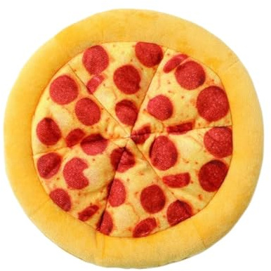 HYRSXN Plüschpizza – Hunde-Frisbee-Spielzeug mit lautem Papier und 6 Quietschern, auch Donut-förmiges Kauspielzeug for Haustiere(Pizza)