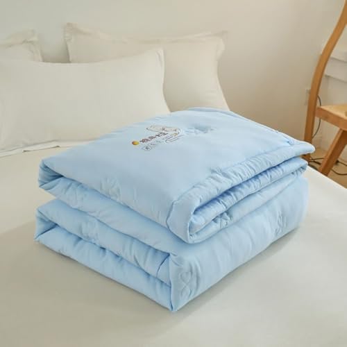 DOTBUY-SHOP Quilted Bedspreads, Solid Color Quilt Bed Throws Cotton Filling Duvet Super King Single Double Size Children's Bed Quilted Throw for All Season (Sky Blue,150cm×200cm)