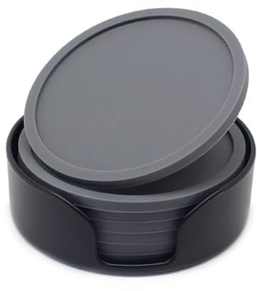 Silikon-Trinkuntersetzer, rund, mit Halter, Ständer, Glas-Greifer, Geschirr, Zubehör, 6 Stück