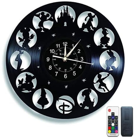 Smotly Vinyl Wall Clock, Mickey Mouse Character Funny Pattern Art Wall Clock, Gifts for any style of wall decor. (With Lights)