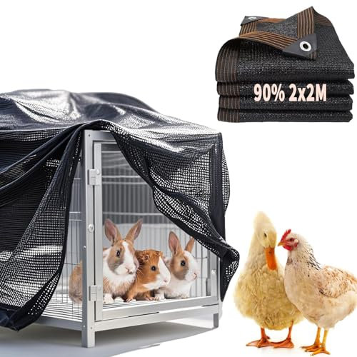 2 x 2 m Abdeckung für Kaninchenstall, UV-Schutz, 90 % Sonnenschutz, Kleidung für Haustierkäfig, Hühnerstall, Abdeckung für Meerschweinchen, Kaninchen, Huhn, Ente und andere Kleintiere