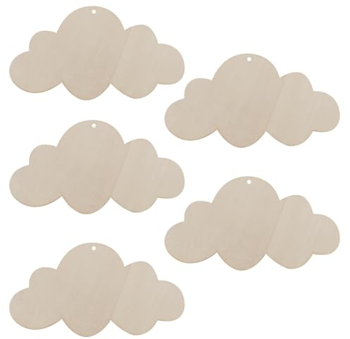 Orivin 5 Stück Holzwolken, unlackierte Holzwolken, für DIY-Projekte, Hochzeiten, Geburtstage, Weihnachtsfeiern, Dekorationen