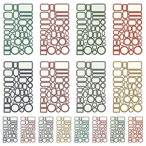 WYAN 608 Stück Aufkleber Bunt, Kleine Klebeetiketten, Adressaufkleber, Klebeetiketten, Geometrische Aufkleber, Selbstklebende Etiketten Beschreibbare für Gläser, Ordner, Schule, Büro, Küche (8 Farben)