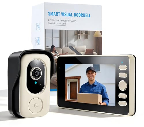 Eirolace Campanello con fotocamera, video senza fili con schermo da 4,3 pollici, impermeabile Ip65, senza Wi-Fi richiesto per monitoraggio a lungo termine, caratteristiche di antenna esterna e visione