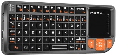 Mini Keyboard with Touchpad, Mini Bluetooth Keyboard, 2.4G Ultra-Thin Handheld Wireless Portable, Suitable for PC/Tablet/TV/Smartphone, Suitable for Travel, Office and Home Use，Rechargeable (Orange)