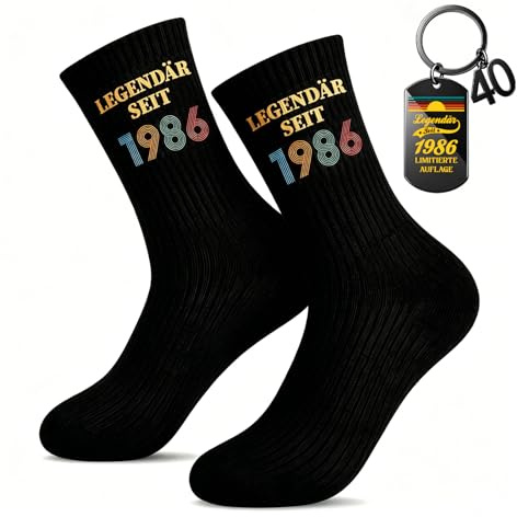 TUZELIYA 2026 Original 18/30/40/50/60 Geburtstag Frauen & Männer – Baumwoll-Socken mit Schlüsselanhänger, Lustige Geschenke für Schwester, Bruder, Mama, Papa, Oma, Opa, Freundin