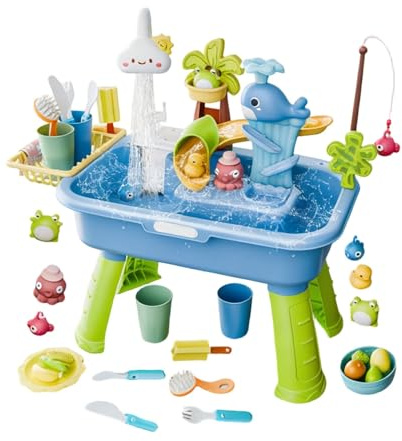 Generisch 2026 Upgraded Water Table, Wasserspieltisch Für Kinder Mit Pumpe, Spielbecken Mit Fließendem Wasser, Hinterhof, Hof, Außenpool (Multicolor)