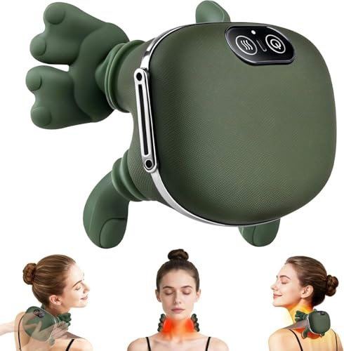 Massaggiatore Cervicale Ergonomico 4D Senza Fili, Massaggiatore Collo e Spalle con Calore, Massaggio Cervicale Profondo per Sollievo dal Dolore, Cuscino Massaggiante Schiena Portatile USB