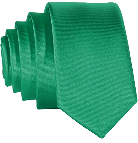DonDon Cravate Homme étroit 5 cm fait à la main mat ou brillant verte brillante 5 cm