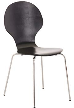 CLP Stapelstuhl Diego I Komfortabler Esszimmerstuhl I Metallgestell, Holzsitz I Ergonomisches Design I Platzsparend In Esszimmer Und Küche, Farbe:schwarz