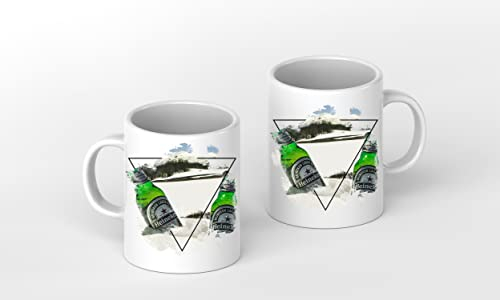 Dos tazas de cerveza heladas en la nieve de 300 ml, de cerámica blanca, ideal como regalo o su nueva taza favorita.