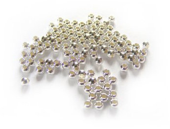 100 Stück Quetschperlen, Crimpperlen, Quetschkalotten, 2 mm, 925 Silber