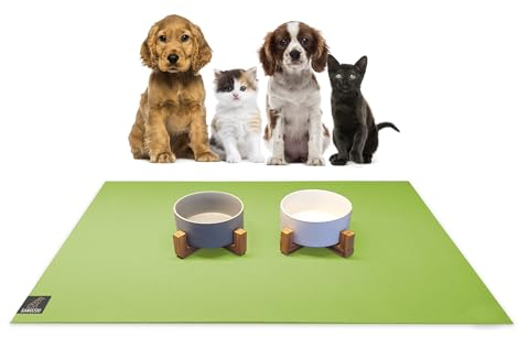 SanoZoo® Napfunterlage - Öko-TEX - Made in Germany - rutschfeste Futtermatte für Hunde & Katzen 40x60cm Grün, wasserfest
