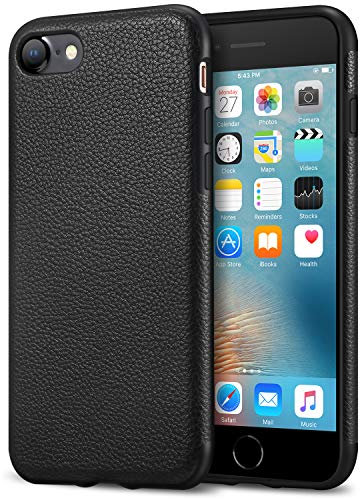 Tasikar Compatible with iPhone SE 2020 Case/iPhone 7 Case/iPhone 8 Case Leather and TPU Design Slim Case (Black)