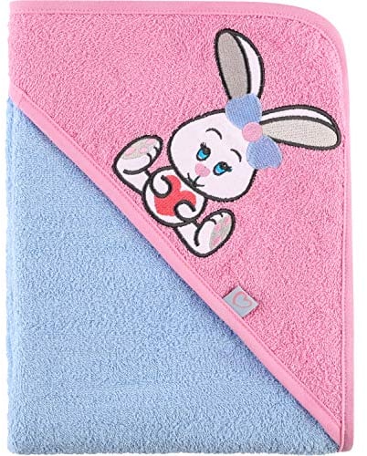 Be Mammy Kapuzenhandtuch Babyhandtuch aus Baumwolle Oeko-Tex Standard 100 100cm x 100cm BE20-240-BBL (Hellblau - Hase)