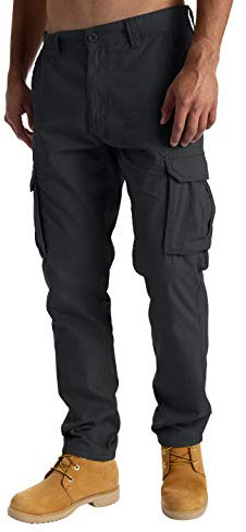 westAce Mens Cargo Combat Work Trousers Casual Pants with Knee Pad Pockets Workwear 100% Cotton Trousers (32W / 30L, Charcoal)