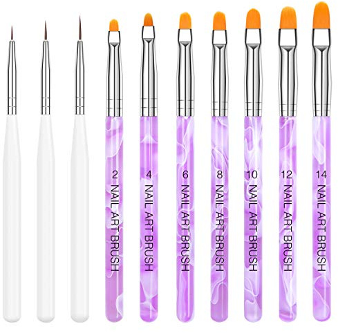 Nagel Pinsel Set, 10-Teilig Gelnägel Pinsel Nagellackstift Acrylpinsel für UV Gel Nägel Acrylfingernägel Nailart Maniküre Nageldesign Zubehör
