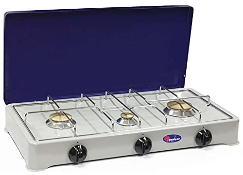 Parker Fornello 3 fuochi a gas Metano (Gas di Città) grigio blu per uso esterno - mod. 5328CGBm