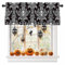 Litter Star Fenstervolant Stange Tasche Panel für Küche Schlafzimmer Fenster Halloween Gruseliger Schädel Skelett Damast Blume Volants Kurz Vorhang Badezimmer Behandlung Vorhänge Schwarz und Weiß