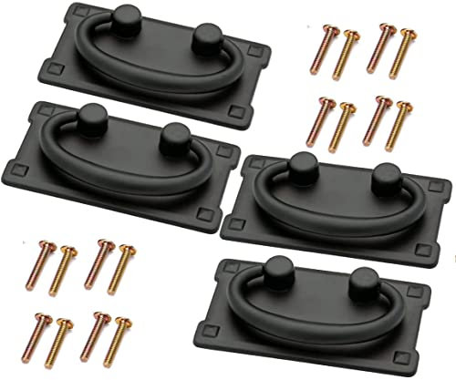 DUDUA 4 Pieces Vintage Drawer Pull Handles, Antique Brass Cabinet Door Furniture Handle for Cupboard Drawer Cabinet Kitchen Decoration with Screws (Black)