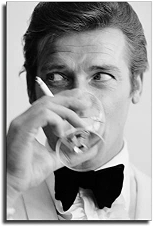 LIIJPGG James Roger Moore Poster, dekoratives Gemälde, Leinwand, Wandkunst, Wohnzimmer, Poster, Schlafzimmer, Gemälde, 40 x 60 cm