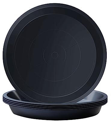 Kunjocy Pack of 5 Black Plant Pot Saucers, 21 CM Round Plant Pots Trays Garden Plant Saucer Plant Plastic Plate Pot Tray for Garden Indoor Outdoor Fit Plant Pot up to 18 CM (Black, Outer 21 CM)