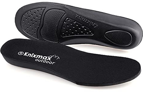 Knixmanx - Solette da donna con supporto per fascite plantare, inserti per scarpe da uomo, per piedi piatti, comode per escursionismo, passeggiate e corsa, colore: nero, UK3