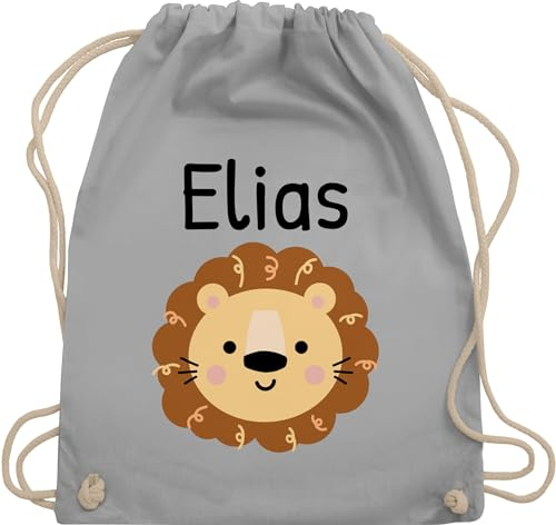 Turnbeutel Rucksack - Löwen - Süßer Löwe - Kindergarten Kita - Unisize - Hellgrau - baumwolle kindergartenrucksack jungen badesachen beutel leo kindergartenkind turnsack kinderturnbeutel