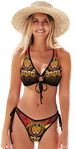 Roi Lion Art Bikini Deux Pièces Femme Maillot de Bain 2 Pièce Tenue de Plage Swimsuit pour Filles