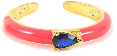KnSam 925 Hochzeitsringe, Damenring Solitär mit Lila Blau Zirkonia, Offen Ringe, Gold, Gr.57 (18.1)