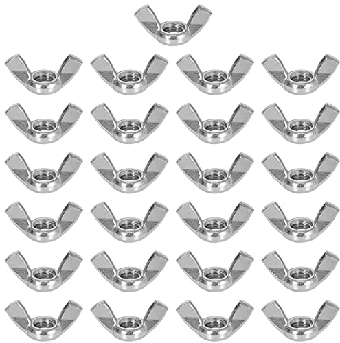 Disnace 25 Stück Flügelmuttern Edelstahl Wing Nut Rostfreie Schmetterlingsmuttern Set zur Universellen Nutzung Schwerlast Zertifizierter Standard Flügelmutter für Anlagen DIY Tools Silber (M10)