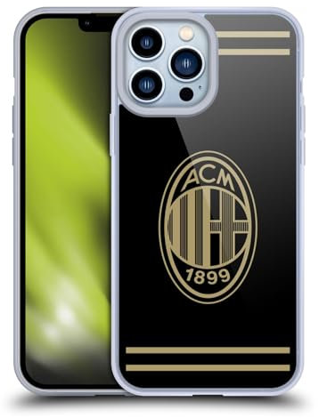 Head Case Designs Offizielle AC Milan Schwarz Und Gold Wappen Gelhülle [Militärischer Schutzgrad] Kompatibel Mit Apple iPhone 13 Pro Max Und Kompatibel Mit MagSafe