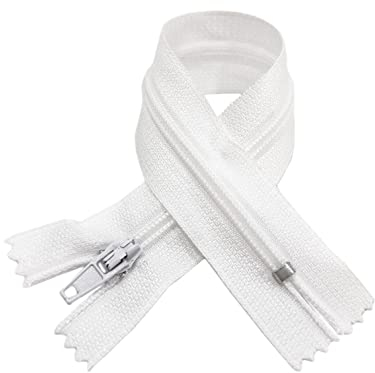 Nylon-Reißverschlüssen, Nr. 3, erhältlich in 24 Farben und Größen, Reißverschluss zum Nähen, Reißverschluss zum Nähen an Kleidung, Reißverschlüsse zum Nähen, (10-18 cm, Weiß)