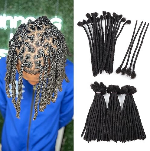 Orientfashion Dreadlocks Extension Naturel, 0.4cm 10 Pouces 60 Pcs Locks Cheveux Naturel Extension Locks Cheveux Humains (#Natural Black)