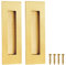 Malimali 2 Pack Stainless Steel Recessed Sliding Handles, 150mm Flush Door Hardware Finger Pulls for Pocket Closet Barn Door (Brushed Gold)