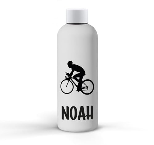 Botella aluminio personalizada con el nombre y deporte favorito regalo original deportivo día del padre madre bidón de agua tampón antigoteo 800ml