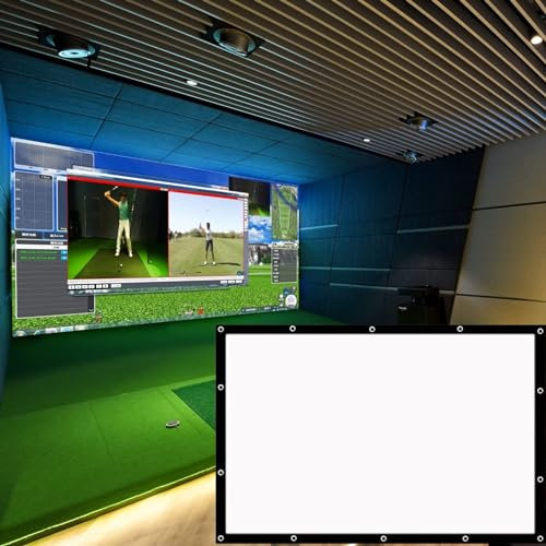 DISHENGZHEN Golf Simulator Impact Screens Installed on Golf Hitting Net Frame, Sim Ball Simulator Impact Display Projection Screen Cloth for Outdoor Indoor Home Golf Training 3x1m/9.8x3.2ft