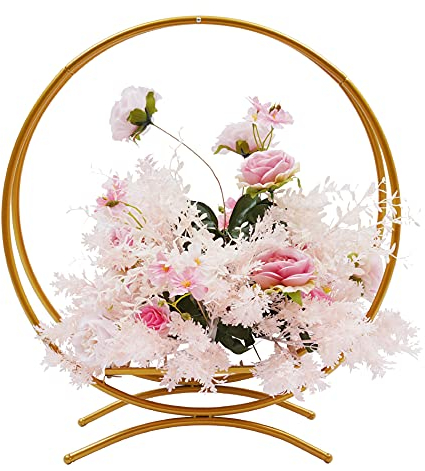 80cm Tortenständer Blumenstände Hochzeitstorte Stand Ring Hochzeit Bogen Requisiten Hintergrund Kreis Hochzeitsbogen (Golden)