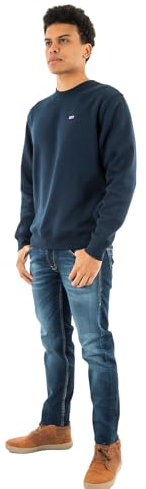 Tommy Jeans Herren Sweatshirt Regular Fit Flag Fleece Rundhalsausschnitt, Blau (Dark Night Navy), XS