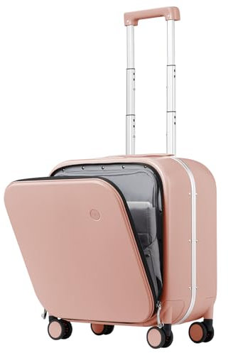 mixi Gepäckkoffer mit Spinnrollen, Reisegepäck, Aluminiumrahmen, Polycarbonat, Hardside mit TSA-Schloss und Abdeckung, Pink, 18-inch, modisch
