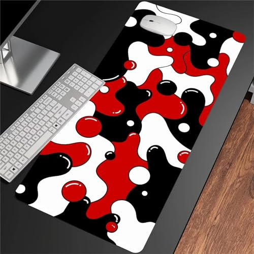 Tapis de Souris XXL Tapis de Souris Gamer Rouge Noir Tapis de Souris Gaming 600x300x2mm Grand Tapis de Bureau sous Main avec Base en Caoutchouc antidérapante pour Gamer Personnel